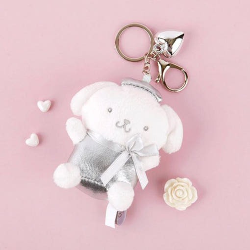 Sanrio Silver Heart 3" Keyring Pompompurin
