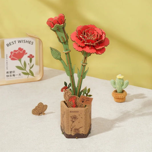 Rolife Rowood Flower Series TW052 Red Carnation