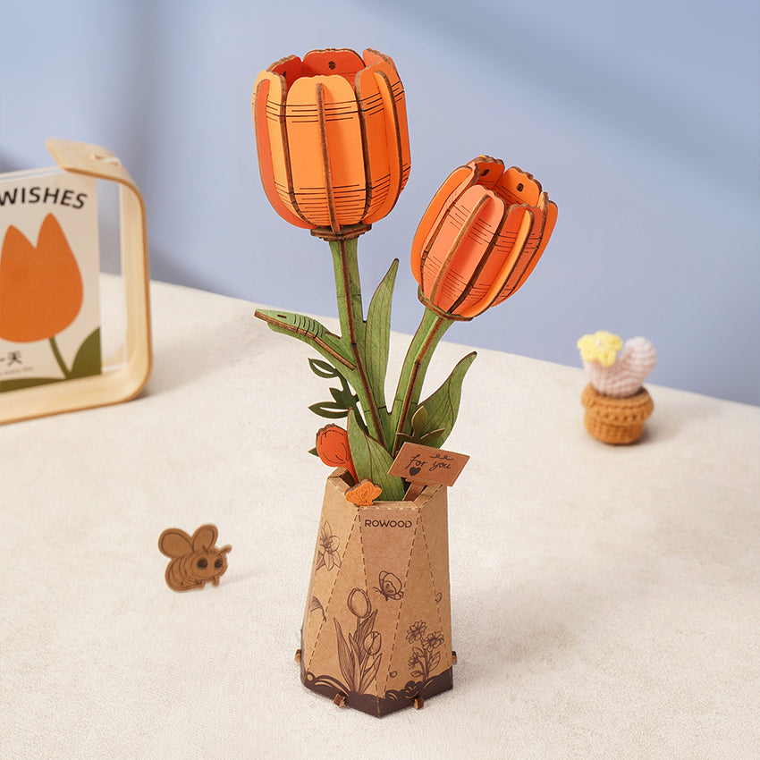 Rolife Rowood Flower Series TW081 Orange Tulip