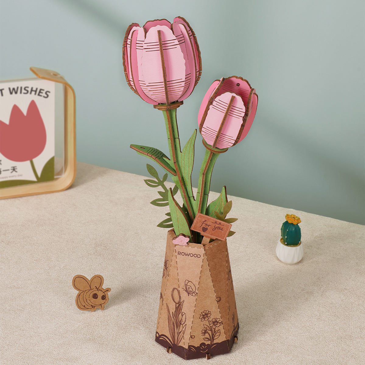 Rolife Rowood Flower Series TW082 Pink Tulip