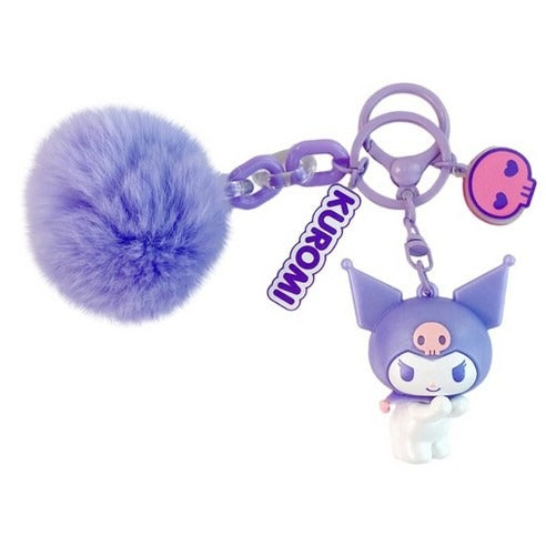 Sanrio Fluffy Ball Purple Kuromi Keychain