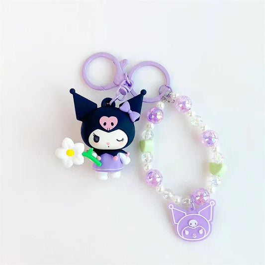 Sanrio Flower Hold Kuromi Keychain