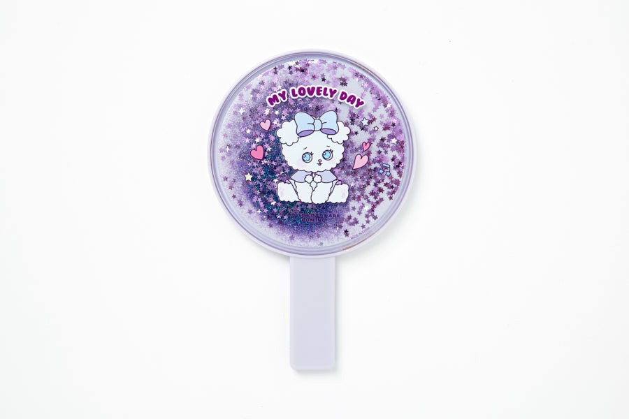 Artbox Glitter Round Hand Mirror Violet Bichon