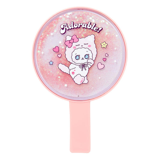 Artbox Glitter Round Hand Mirror Pink Bichon