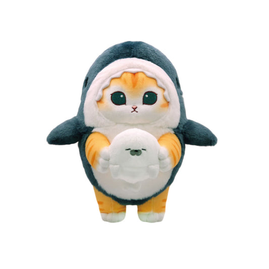 Mofusand 10" Orange Tabby Blue Shark Costume