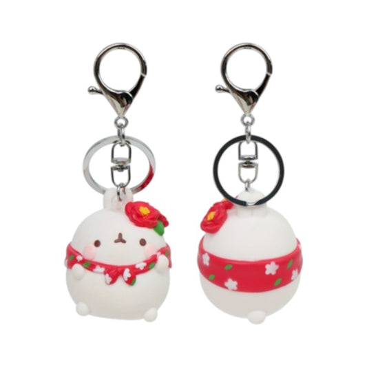 Molang Figure Keychain -Jeju Camellia Flower