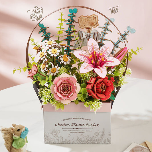 Rolife Rowood Flower Series TW03H Wooden Flower Basket