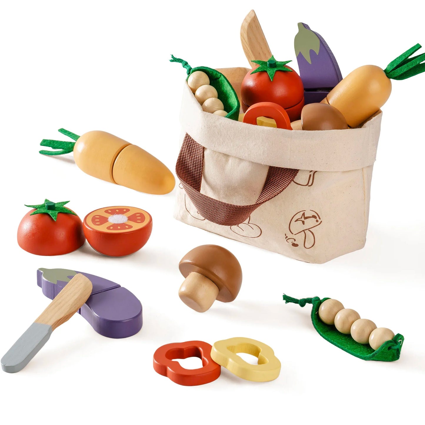 Robud WCF44 Wooden Cutting Food Playset-Vegetables